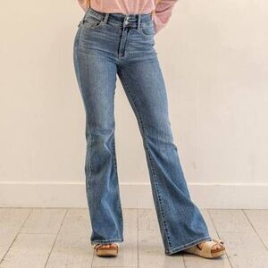 Judy Blue Dark Wash Hi-Rise Jeans Sz 13/31 Button Fly Stretch Distressed